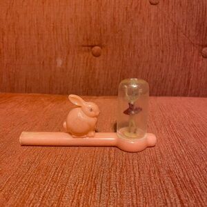 Vintage Easter Whistle with Rabbit and Ballerina under Dome